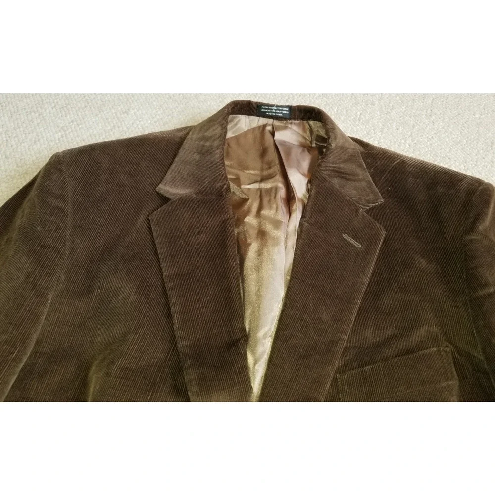 VINTAGE Mens Blazer-EVAN PICONE-brown corduroy stretch lined 2-button-44L